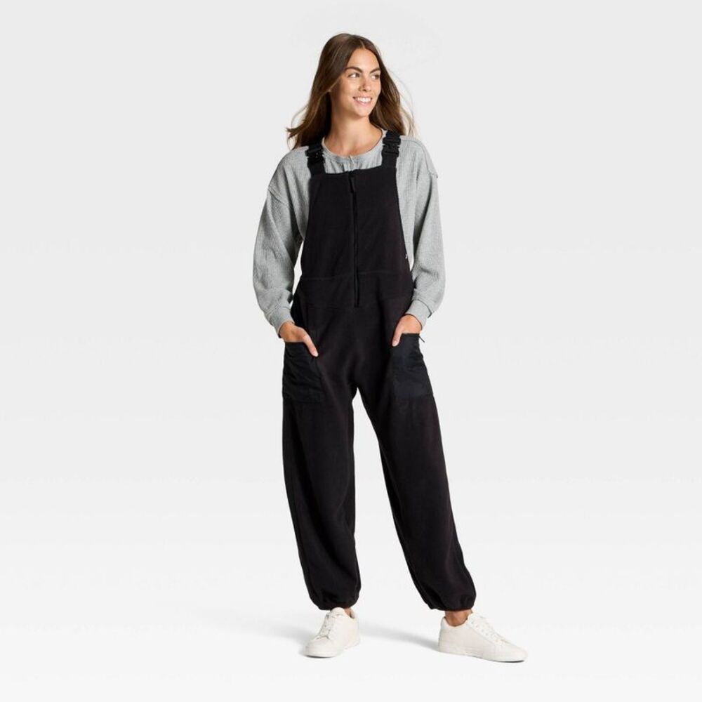 JoyLab - Women's High Pile Fleece Overalls - JoyLab Black S Black - Picture 3 of 3